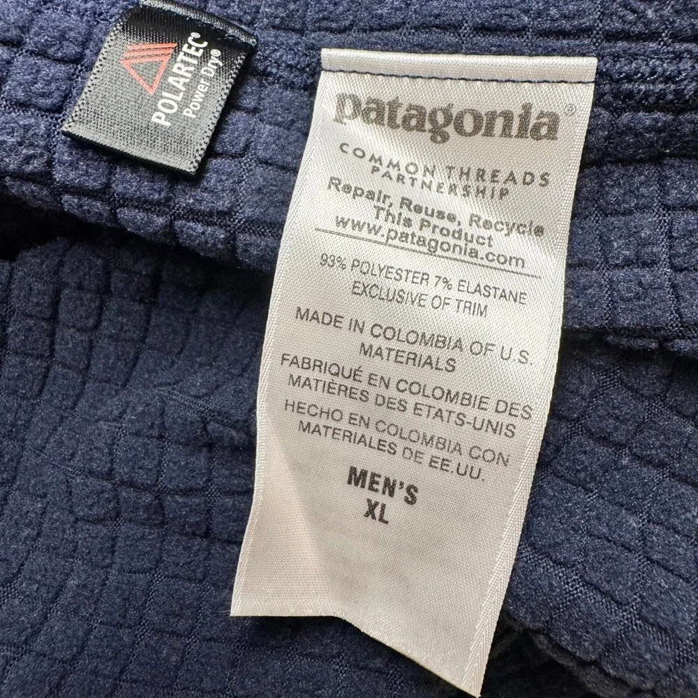 Patagonia R1 Pullover Mens XL Navy Blue Polartec Power Dry Half Zip